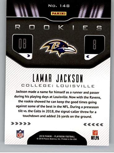 2018 Panini Playbook 148 Lamar Jackson Rookie RC טירון Baltimore Ravens NFL כרטיס מסחר בכדורגל