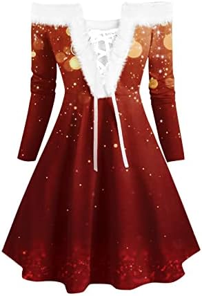 שמלות חג המולד של Wanyng לנשים שמלת צווארון מוך מזדמנים לנשים שמלת אורח חתונה