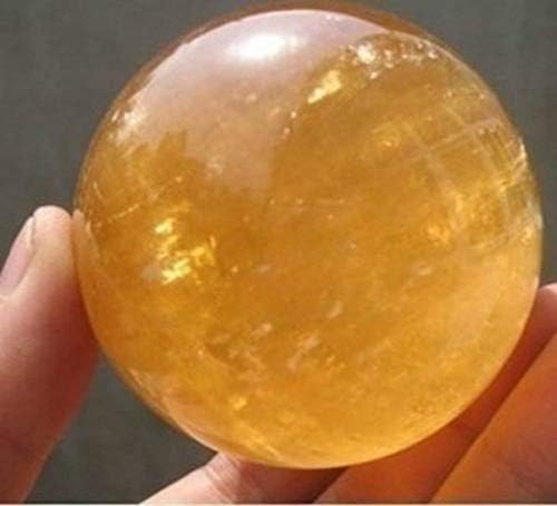 Realgem-Natural Citrine Calcite קוורץ כדור קריסטל כדור ריפוי אבן חן 65 ממ+מעמד