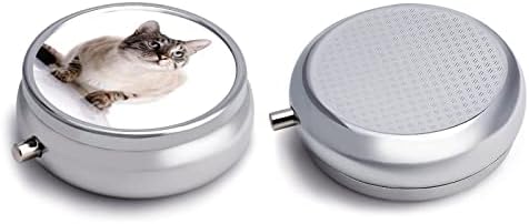 מתקן גלולת שומן חתול גלולת תיבת נייד מתכת גלולת מקרה עבור גלולות / ויטמין / תוספי / דגי שמן 5 סנטימטר