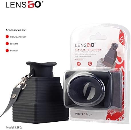 עינית מצלמת Lensgo, Professional 3.2 '' LCD מגדלת עינית 3.2x מסך מצלמה מסך שמש סאנשייד מכסה
