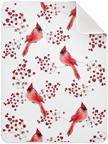 Ollabaky ציפורים אדומות חמודות שמיכה לתינוקות לבנים בנות כותנה לזרוק שמיכת שמיכה שמיכת חוטט לשתת עגלת עריסה