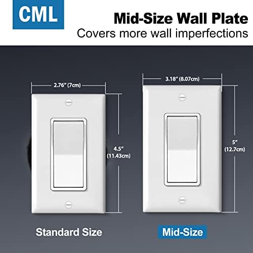 CML צלחות קיר מעצבים בגודל בינוני, עטיפות כלי קיבול חשמל 20, צלחות מתג 1-כנופיות, גודל אמצע הדרך 3.18 x 5, עמיד