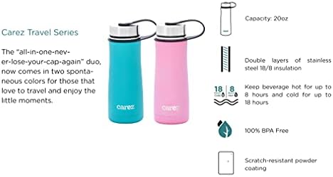 CAREZ נירוסטה מבודדת בקבוק מים אטום דליפה ללא BPA לבית ספר, חדר כושר, ספורט, טיולים רגליים עם