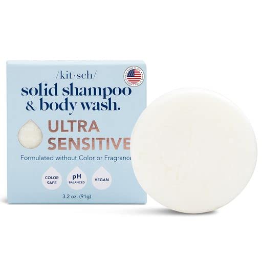 שמפו 2 ב -1 קיטש ובר שטיפת גוף - שמפו בר רגיש במיוחד וסבון בר גוף לשיער קורן ועור / שמפו מוצק ללא