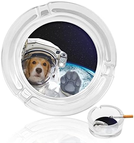 חלל אסטרונאוט מאפרות זכוכית כלבים לסיגריות וסיגרים מחזיק מארז מגש אפר עגול למתנה לקישוט שולחן עבודה