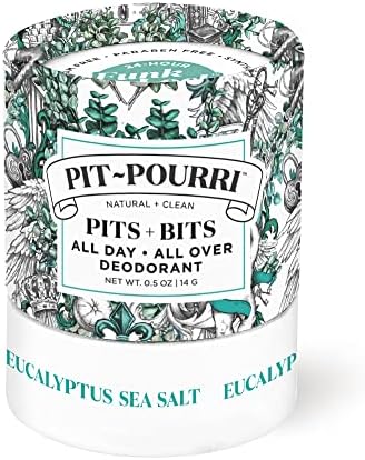 Pit ~ pourri Mini בורות + ביטים כל היום בכל דודורנט, מלח ים אקליפטוס, טבעי + עור רגיש נקי, גודל נסיעה,
