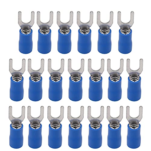 50 יחידות 12-10 מבודד מזלג ספייד חוט מחבר חשמל מלחץ מסוף כחול סוג ספייד מזלג מסופי מחברים סו5. 5-5