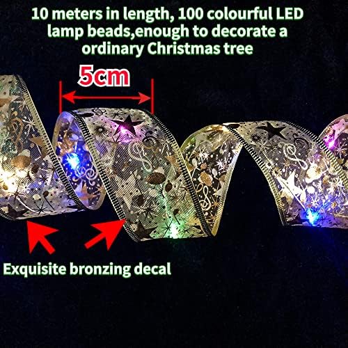 אורות מיתר עץ חג המולד, 33ft/10m 100 אורות LED אורות מיתר חוט נחושת, רצועת אור צבעונית, אורות סרט כפול