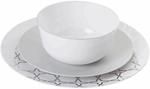 Trendables ™ 60 - אריזת צלחות פלסטיק חד פעמיות משולבות, צלחות ארוחת ערב מפלסטיק בדרגת מזון - עיצוב