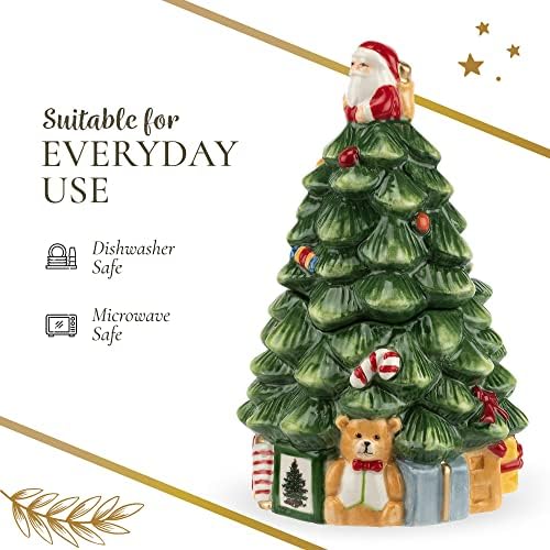 Spode - אוסף עץ חג המולד - סט סוכר וקרם - 6 גרם. קיבולת - מיוצר עם כלי חרס - מדיח כלים ומיקרוגל בטוח