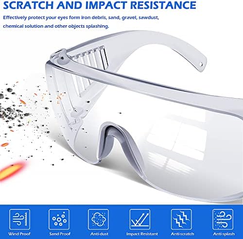 משקפי בטיחות OXG מעל משקפי ראייה נגד ערפל, ANSI Z87.1 משקפי בטיחות משקפי הגנה על עיניים לגברים ונשים