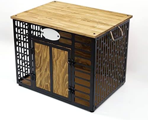 ריהוט ארגז כלבי מתכת ועץ, שולחן קצה צדדי מודרני שימוש מקורה שימוש בחתול כלב עץ מלונה על בניית מתכת