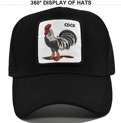יוניסקס תרנגול מתכוונן Snapback Mesh Trucker Hat Hat Square Patch Patal Baseball.
