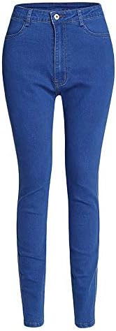 Andongnywell ג'וניורס לנשים עלייה גבוהה מכנסי ג'ינס בלתי ניתנים להתנגדות מכנסי ג'ינס רזים מכנסיים רזים