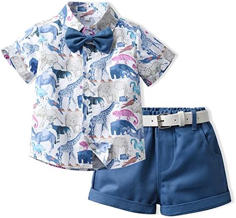 מכנסיים קצרים של נערים פעוטות מגדירים תלבושת הוואי תינוקת קיץ ג'נטלמן חולצת שרוול קצר למעלה+מכנסיים