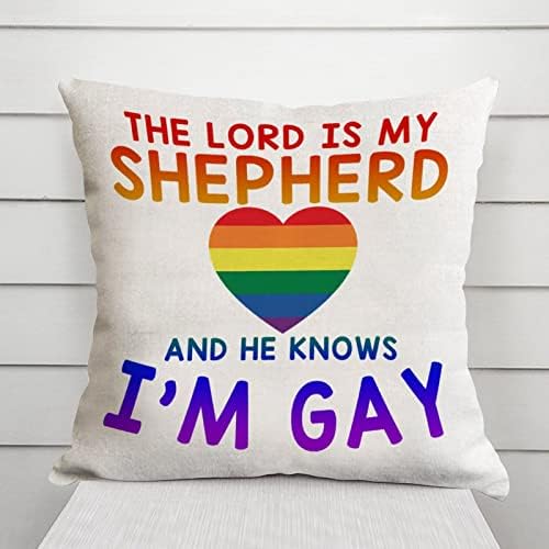 האדון הוא הרועה שלי והוא יודע שאני הומו לזרוק כרית כיסוי כרית נרתיק קשת שוויון לסביות הומוסקסואלי