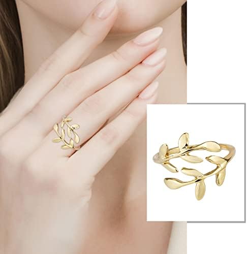 נשים מבטיחות טבעות יצירתיות עלים פשוטים טבעת נישואין עיצוב אישיות רטרו טבעת פתוחה טבעות מתכווננות טבעות