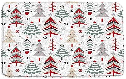 מחצלת אמבטיה מעץ חג המולד צבעונית עצי חג המולד כוכבים אדומים שלג פתית שלג דפוס חלק קריקטורה