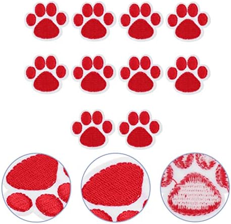 Sewacc 10 יחידות כלב ברזל על אפליקציות על אפליקציות אדום כפה טלאים רקומים תפור על תיקונים לתיקון