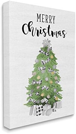 תעשיות סטופל מקסימות עץ אש אשוח ירוק ומקסים טקסט חג מולד שמח, עיצוב מאת לאני לורת קיר קיר קיר, 24 x 30, לבן-לבן