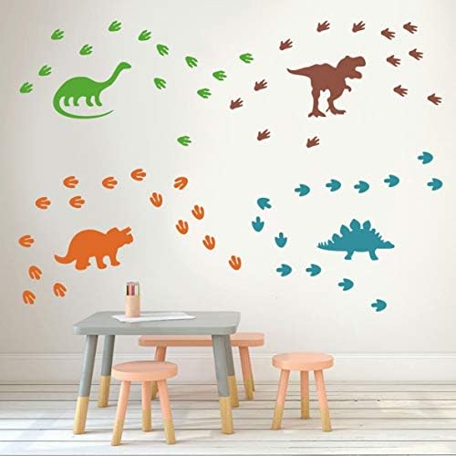 דינוזאורים מדבקות קיר דינוזאור עקבות & מסלולים מדבקות ויניל קיר אמנות עבור בנים & בנות ילדים חדר שינה משתלת