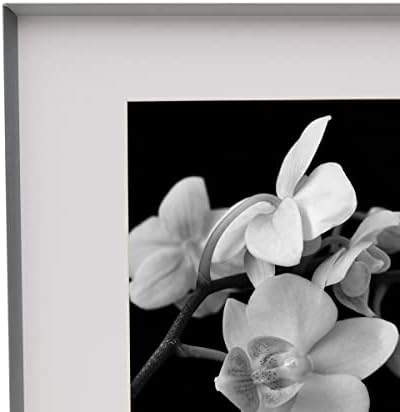 מסגרת דיוקן מתכת מיקאסה, מציגה תמונה 11x14 עם מחצלת, 16x20 ללא מחצלת, אפור מטאלי