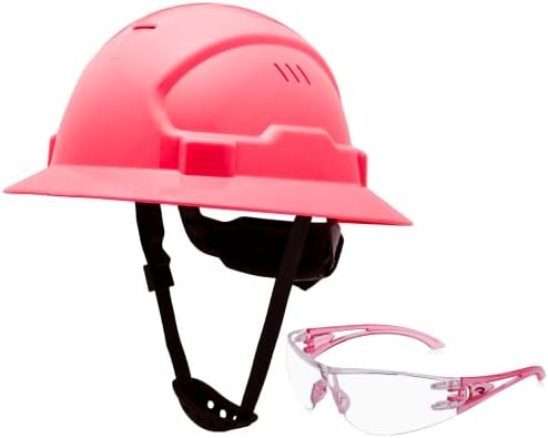 קסדת בנייה קשה של כובע קשה OSHA אישרה אוורור אוורור בטיחות מלאה כובעי ורוד כובעים קשים לנשים עם משקפי בטיחות,