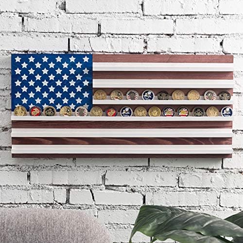 MyGift Wool Wool רכוב קיר רכוב על אתגר מטבעות עם דגל אמריקה וינטג '