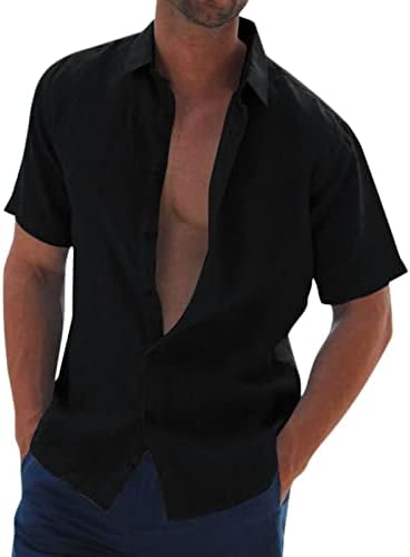 חולצות שרוול קצר של גברים קיץ חולצה מוצקה מזדמנים זכר זכר שרוול קצר פנה למטה כפתור חולצה צווארון