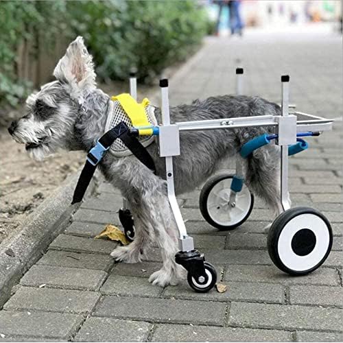 כיסא גלגלים כלב מתכוונן תמיכה מלאה של כסא גלגלים מחמד 4 גלגלים עגלת כלבים קדמית ורגליים אחוריות שיקום עבור נכים