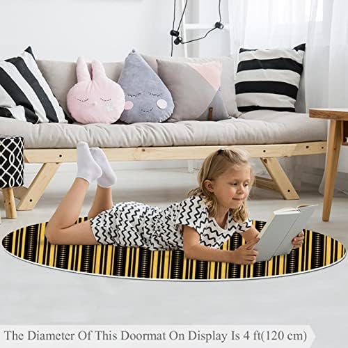 Llnsuply גודל גדול 5 מטר ילדים עגול פליי אזור משחק שטיח פס שחור שחור צהוב כרית שטיחים לא להחליק ילדים
