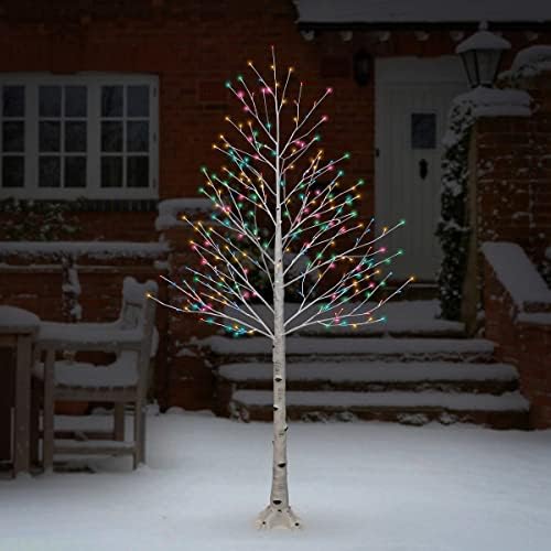 עץ ליבנה פו 7 'LED רב -חג חג המולד חג המולד ענפים גמישים 280 נורות LED עם טיימר