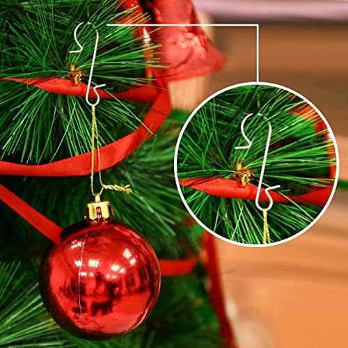 100 יחידות חג המולד ווים, ווים חוט מתכת כסף קולבים בצורת S לתלייה של עץ חג המולד