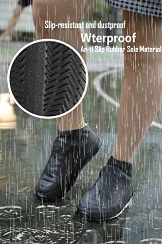 כיסויי נעליים אטומות למים של סיליקון, שדרוג שדרוג שימוש חוזר עם רוכסן, מגפי גשם עמידים ללא הגנה רחיצה להחלפה