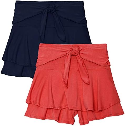 חצאית Fun & Flairy של Kidpik והכלאיים קצרים פעילים - בחרו מסרוג פס, קפלים כפולים, עניבה קדמית או נדנדה מחליקה