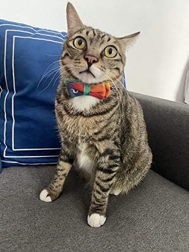 חתול צווארון הבדלני עם עניבת פרפר פעמון, חמוד קשת הדפסת חתלתול צווארון עם נשלף חתול עניבת פרפר צווארון