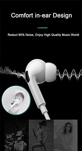 עבור אוזניות קוויות של אייפון, אוזניות קוויות לאייפון 14 Pro Max, אוזניות בתוך האוזן עם בקר מיקרופון