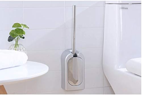 LiRuxun רכוב על קיר מברשת שירותים מברשת אמבטיה עם ציפוי ידית נירוסטה לאחסון אמבטיה וארגון, מברשת מכוסה