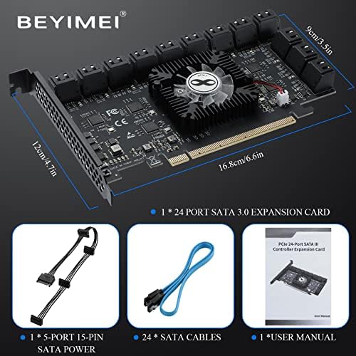 BEYIMEI PCIE 16X SATA CARD 24 יציאות