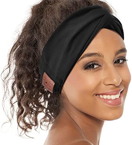 Bulypazy Bluetooth בגימור לנשים, רמקולים HD Bluetooth 5.0 אוזניות סרט אלחוטי, רצועת ראש שחור אופנה