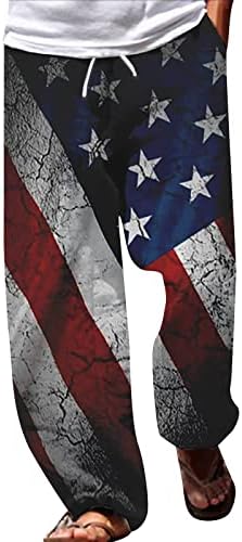 מכנסיים מיאשוי ספורט גברים אמריקאי דגל פטריוטי מכנסיים לגברים 4 של יולי היפי הרמון מכנסיים בבאגי