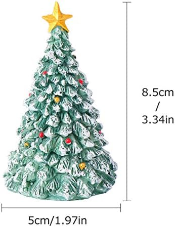 Vorcool מיניאטורה עץ חג המולד כוכב עליון מלא מלאכותי שלג חלב חג המולד עץ שרף שרף צעצוע פיס