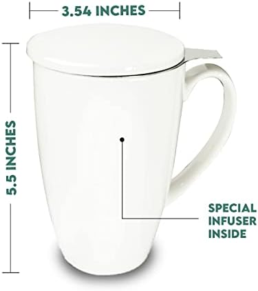 ספלי תה של חרסינה ביג דורי עם Infuser - 15 גרם כוס תה סטורדי עם פילטר לחלב וכוס קפה מכסים