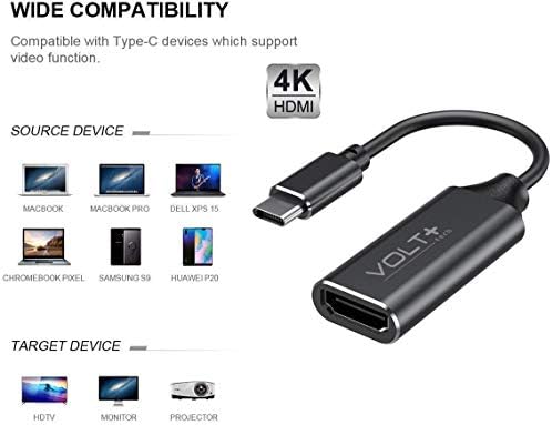 עבודות מאת Volt Plus Tech HDMI 4K USB-C ערכת תואם למתאם מקצועי של Sony WH-H810 עם פלט דיגיטלי מלא של