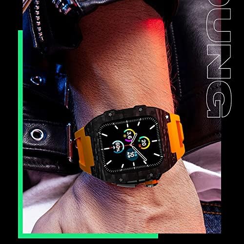 רצועת רצועת סיבי פחמן יוקרה של JDIME סט רצועת Apple Watch 8 7 45 ממ 6 5 4 SE 44 ממ פס גומי ערכת שינוי
