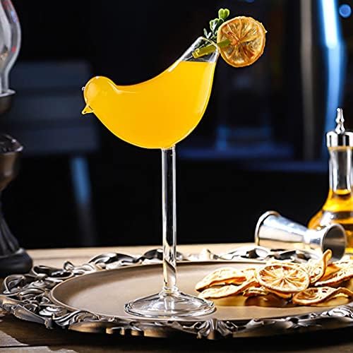 משקפי קוקטייל ציפורים ברורים סט של 2, כוסות יין כוסות קוקטייל בצורת ציפור כוסות שמפניה ייחודיות שותות כלי