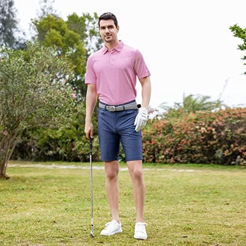 גברים של גולף חולצה לחות הפתילה יבש כושר ביצועים ספורט קצר שרוול פסים גולף פולו חולצות לגברים