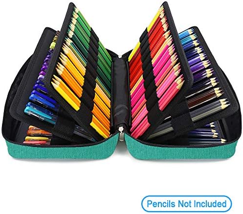 עפרון עפרון צבעוני גדול - 300 משבצות מארגן עט עט גדול עם מחזיק רב שכבתי לעפרונות בצבע פריזמקולור ועט ג'ל