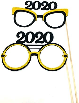 PICWRAP 2020 משקפיים דוכן צילום מציגים משקפיים על חומר מקל קצף נצנצים וכרטיסים 2 PC. צבע זהב ושחור